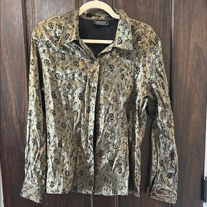 Floral Gold and Black Women's Top